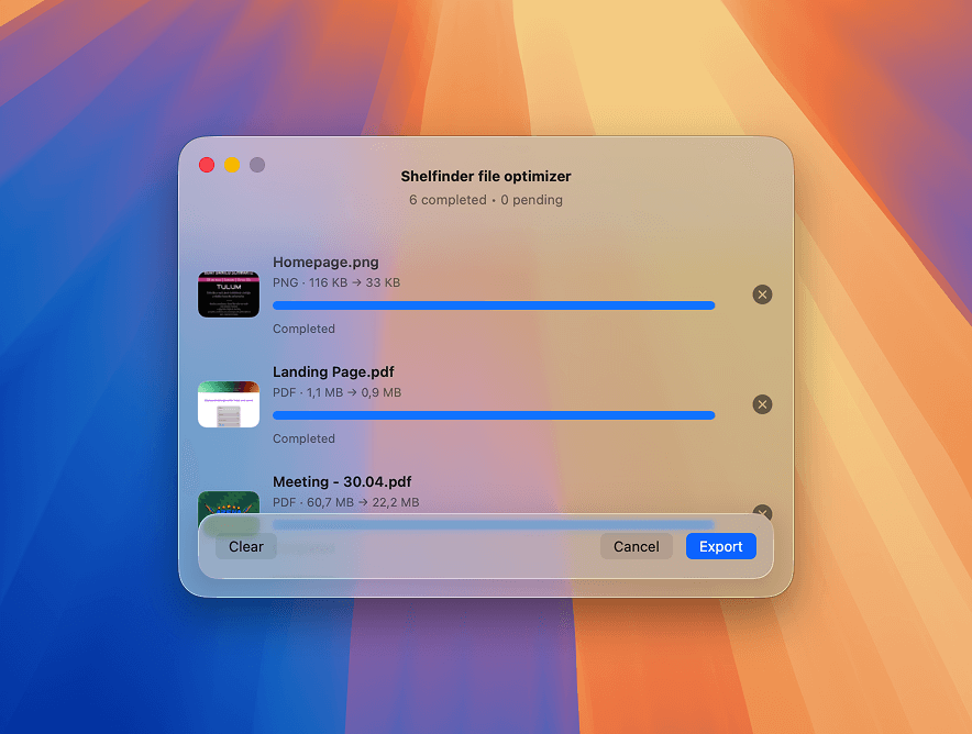 Shelfinder file optimizer preview